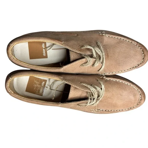 Dolce Vita Volterra Womens Leather Moc Toe Oxfords Tan Size 7.5 - Picture 7 of 10